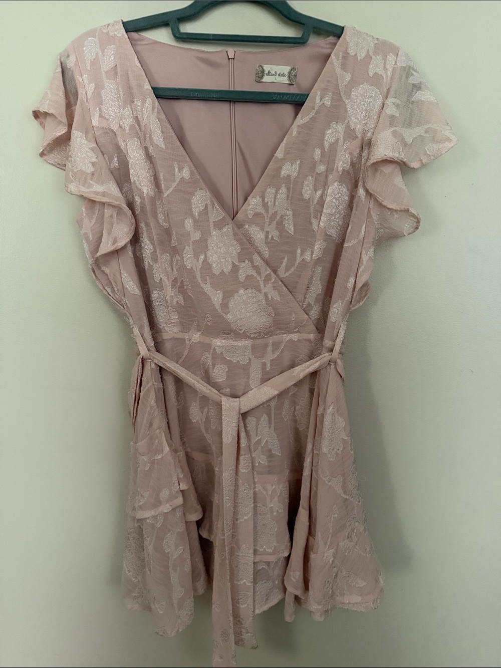 Blush Pink Floral Wrap Romper